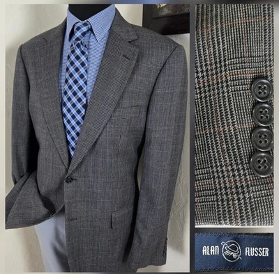 Blazer Alan River a Cuadros 42L Hombre Abrigo Deportivo Gris 100% Lana Chaqueta con 2 Botones Foto 1 de 4