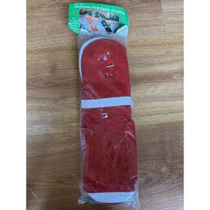 Vintage Rare Golf Fan Christmas Stocking Golf Bag 19” X 6” Red & White Zipper - Picture 1 of 7