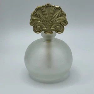 Vintage Glas Parfum Flakon mit Gold Fächer Schale Stopfen wunderschön elegant - Bild 1 von 6