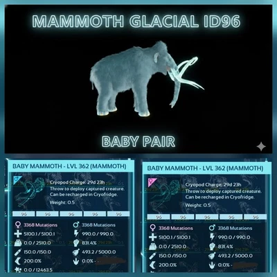 MAMMOTH BABY PAIR TOP WEIGHT ARK ASCENDED PVE OFFICIAL PC/XBOX/PS5 - Image 1 of 4