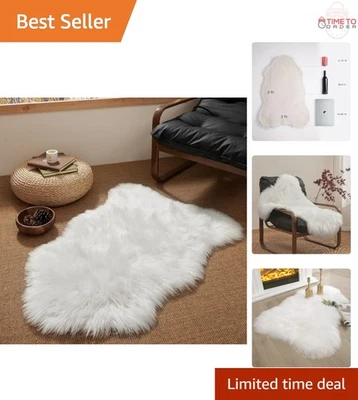 Faux Sheepskin Rug Machine Washable Shag Mat Soft Faux Fur Indoor Area Rug - Image 1 of 4
