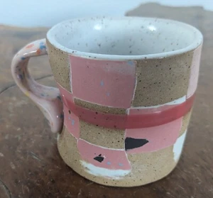 Didem Mert Ceramics Pottery Checkered Mug 3" x 3" - Picture 1 of 9