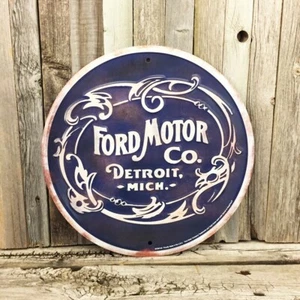Ford Motor Company 1903 Detroit Logo 12" Embossed Metal Tin Sign Garage New - Picture 1 of 2