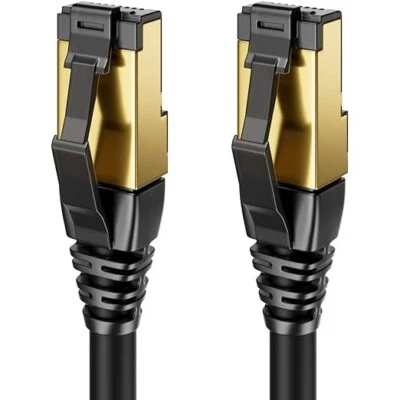 Câble Ethernet Réseau RJ45 Cat8 40Gbps 2000MHz Rond Noir 1m à 20m LAN PC Gaming - Imagen 1 de 4