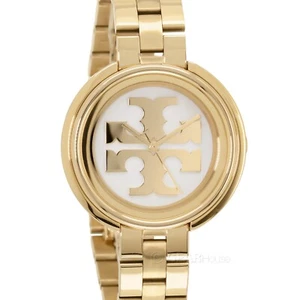 Tory Burch Miller Womens Gold Dress Watch, White Logo Dial, Stainless Steel Band - Picture 1 of 9