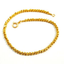 Diamond Cut / Laser Cut Beads Beaded Anklet Gold Plated 925 Sterling Silver