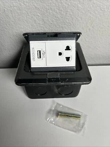 Pop Up Floor Electrical Outlet Box, Power Cover Boxes Kit 20A USB, Brass  - Picture 1 of 5
