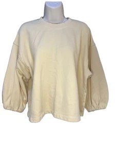 VELVET By G&S Priya Soft Fleece Bubble Sleeve Crew Sweater Yellow S $195 WORN 1X - Picture 1 of 3