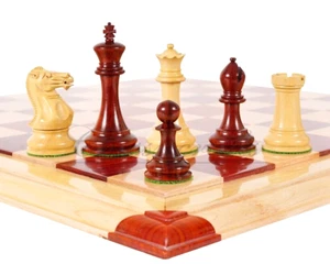 Bud Rose wood Staunton Chess Pieces Set 4.1" PRO STAUNTON Triple Weighted 4Q - Picture 1 of 9