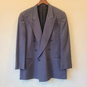 Ermenegildo Zegna Mens 100% Silk Sport Coat Gray Plaid Sz 52 Long Double Breast - Picture 1 of 9