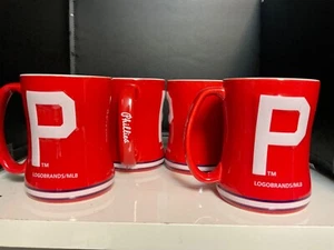 4 NEW PHILADELPHIA PHILLIES 14oz Sculpted Relief Coffee MUG bar ware baseball - Picture 1 of 8