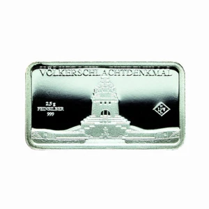 Germany Silver Ingot Bar Proof 2.5g Landmarks Monument Battle of Nations 03847 - Picture 1 of 3