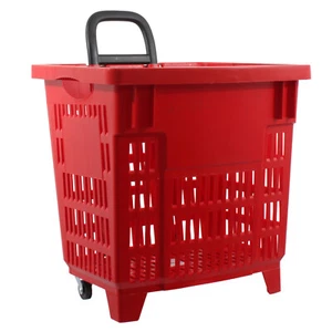 Einkaufswagen 55 Liter mit Rollen Einkaufskorb aus ABS-Kunststoff, Möbel rot - Bild 1 von 7