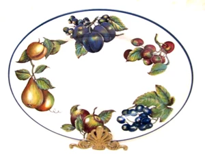 Plato para servir ovalado de 14" Pier 1 One Imports Macintosh Inglaterra fruta - Imagen 1 de 5