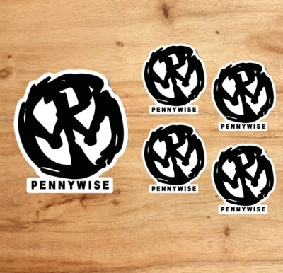Pennywise style sticker PACK OF 5 laptop Bumper Decal Band Rock Vinyl Punk