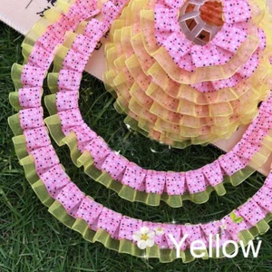 Ruffle Ribbon Dot Pleated Lace Trim DIY Doll Dress Skirt Fabric Sewing Craft diy - Picture 1 of 26