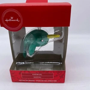 Hallmark Christmas Tree Ornament 2020 NARWHAL NARVAL Glitter Tusk - Picture 1 of 5