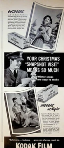 1942 Kodak Film Christmas Snapshot Visit WWII Army Soldier Vintage 40s Print Ad - Picture 1 of 1