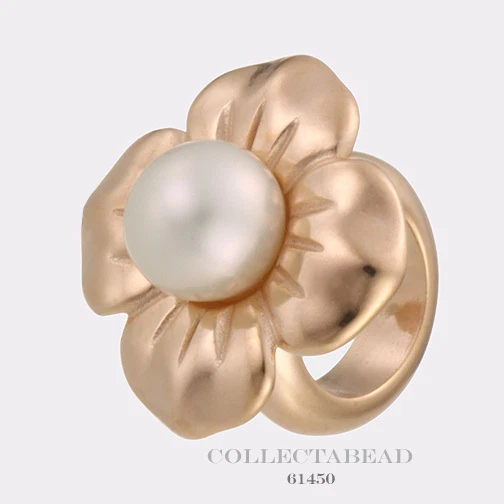 Authentic Endless Silver Rose Gold Plated Big White Pearl Flower Bead 61450 - Image 1 of 1