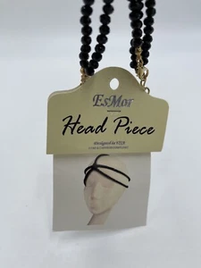 Diadema con cuentas negras corona boho hippie elegante cadena cabeza accesorio JB12 - Imagen 1 de 5