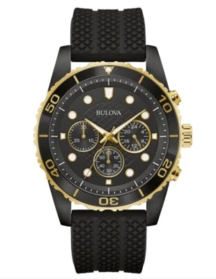 Men's Chronograph Classic Black Silicone Strap Watch Bulova 43mm - Image 1 of 3