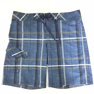 Mossimo Swim Trunks Mens Size 38 Cargo Blue Gray Plaid  - Picture 1 of 9