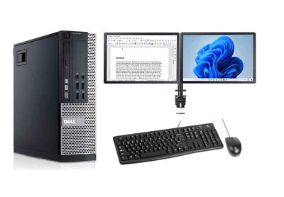 DUAL SCREEN PC COMPUTER DELL/HP SFF DESKTOP 24"SET 16GB RAM 500GB i3 WIN 11 - Image 1 of 4