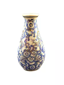 Vintage asiatische orientalische Stil blau & gold Blumen Knospen Vase 6" - Bild 1 von 9