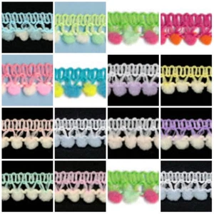 Mini frangia pom pom bicolore, larghezza 1/2 pollice colore selezionato prezzo per 2 iarde - Foto 1 di 15