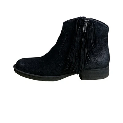 Botines Born Kenia negros de gamuza con flecos estilo boho occidental para mujer talla 7M” Foto 1 de 4