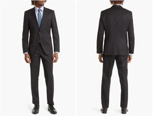 Hugo Boss Men's Huge6/Genius5 Solid Black Slim Fit Suit Size 40 R - Picture 1 of 11