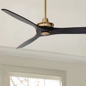 52" Windspun Soft Brass and Matte Black Ceiling Fan with Remote - Picture 1 of 7