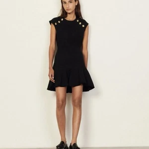 Sandro Paris Womens Liliana Tweed Mini Dress Size 36 AU 8 Black Sleeveless - Picture 1 of 14