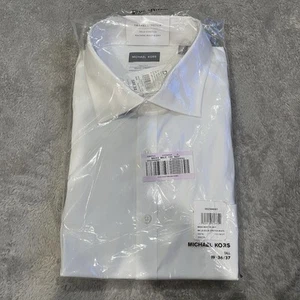 Michael Kors Dress Shirt White Men's Tall Fit Travel Stretch Size 19 36/37 T NWT - Picture 1 of 7