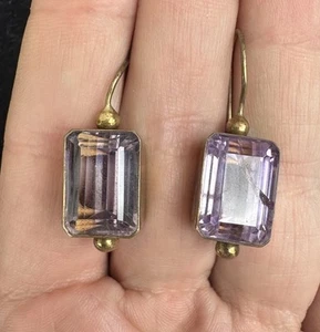 VINTAGE JANE DIAZ STERLING SILVER GOLD OVER STERLING SILVER QUARTZ DROP EARRINGS - Picture 1 of 11