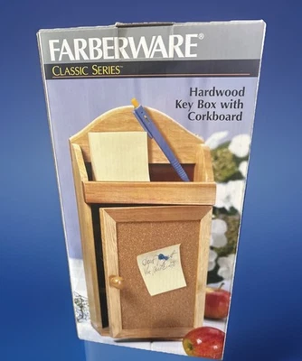 Caja de llaves de madera dura de roble de 6 ganchos con estante magnético de corcho gabinete montado en la pared Foto 1 de 4