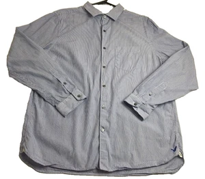 American Eagle Button Up Shirt Men's XL Blue White Striped Long Sleeves Slim Fit - Picture 1 of 8