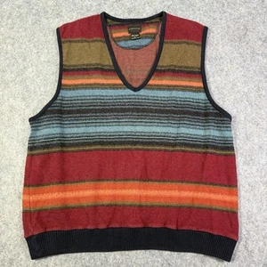 Structure Grandpa Core Vintage Sweater Vest Men's Large Multi-Striped Cardigan - Picture 1 of 8