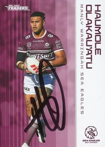 Signed 2025 Manly Sea Eagles NRL TLA Traders Card - Haumole Olakau'atu - Picture 1 of 3