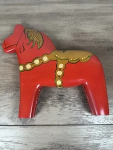 Vintage Schwedisches traditionelles Dalapferd rot orange - Bild 1 von 6