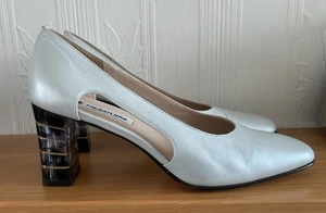 Vintage Italian Designer Shoes Size 5.5 38.5 Oyster Shimmer White - Picture 1 of 9