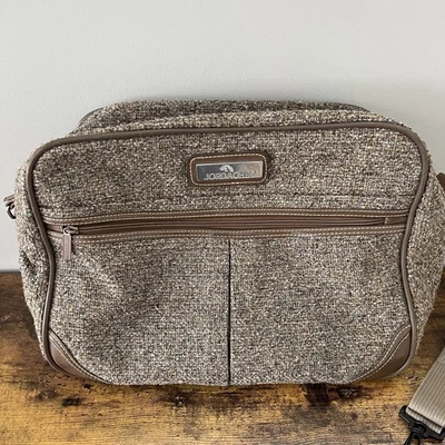 Maleta de mano vintage de tweed marrón Jordache con correa para el hombro 16x12x6 Foto 1 de 4