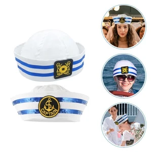 2Pcs Cosplay Captain Hat Sailor Hat Party Captain Cap Yacht Hat Costumes Prop - Picture 1 of 12