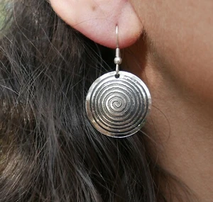 Orientalische Ohrringe Spiralmuster Bollywood silberfarben Indien - Bild 1 von 2