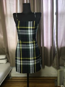 Mini Vestido Aritzia Wilfred Cuadros Sin Mangas Verde Amarillo Azul Marino Isabelle Blanco - Imagen 1 de 6