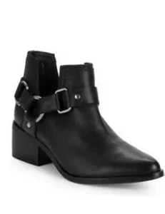Steven by Steve Madden Louhlah Black Leather Harness Moto Ankle Booties size 8.5 - Picture 1 of 5