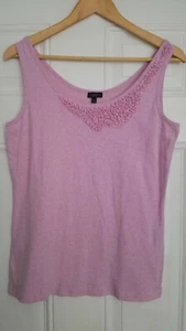 Women's Talbots 100%Cotton Heather Pink Breathable IncrediblySoft Stretchy Top L - Picture 1 of 12