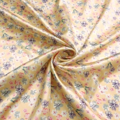 Tecido de cetim floral retrô 1 jarda X 1,48 material de forro de cachecol macio faça você mesmo - Imagem 1 de 4