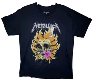 2023 Metallica Pushead Burning Flower T-Shirt Herren Größe Medium schwarz 100 % Baumwolle neu ohne Etikett - Bild 1 von 4