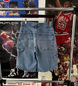 Vintage Y2K Wrangler Jean Co Light Wash Carpenter Grunge Skater Jorts Kids 14 - Picture 1 of 6